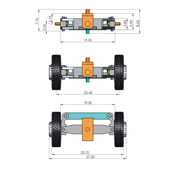 Lenkungsbausatz für 1:87 LKW, für 2 Spurbreiten, ohne Räder