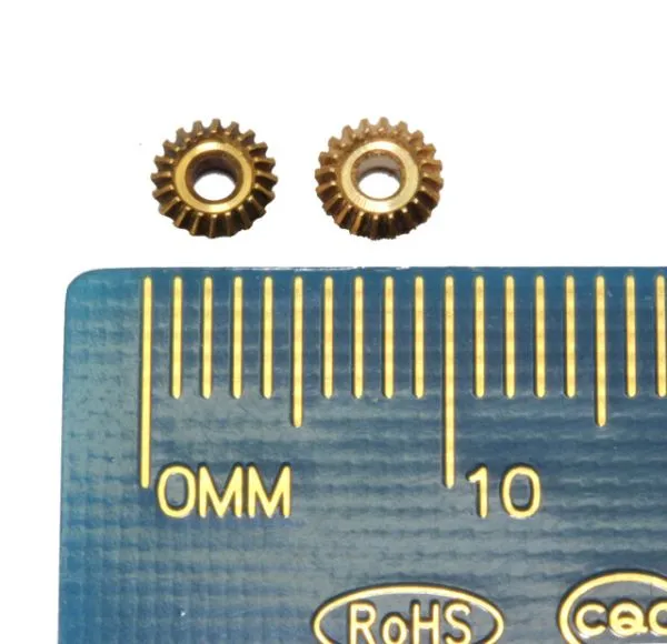 Kegelzahnrad-Satz, 2 Stück, Modul 0.2, 20 Zähne, 1.5 mm Bohrung