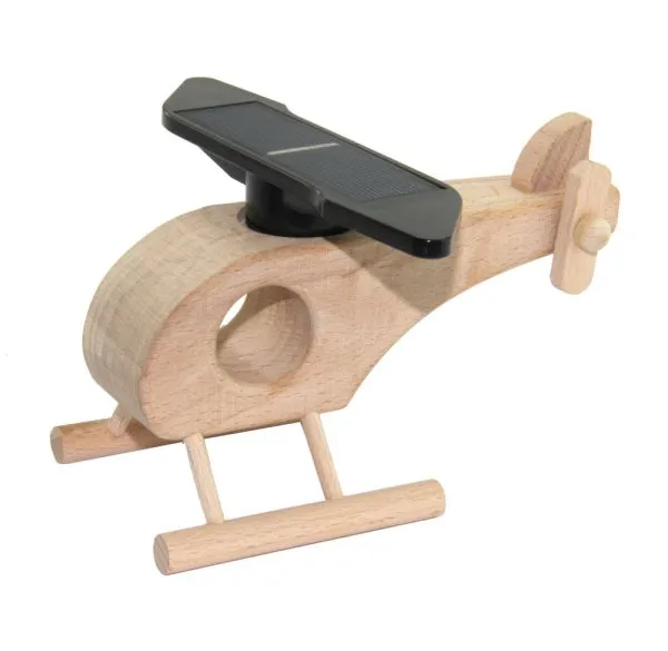 Holzhubschrauber mit Solarrotor