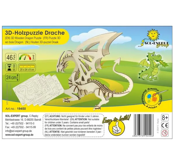 3D Holz Puzzle Drache