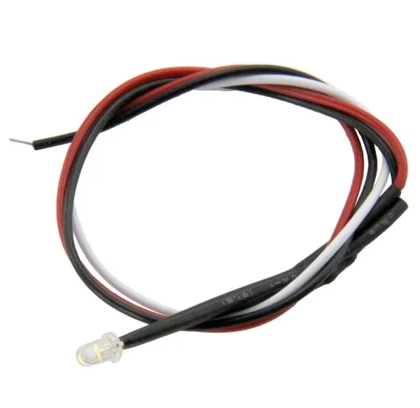 Bi-Color-LED, 3 mm für Züge, warmweiß/rot, mit Kabel