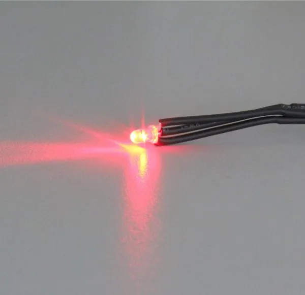 Bi-Color-LED, 3 mm für Züge, warmweiß/rot, mit Kabel