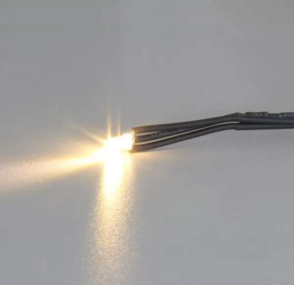 Bi-Color-LED, 3 mm für Züge, warmweiß/rot, mit Kabel, 10er Set
