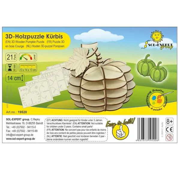 3D-Holzpuzzle Kürbis – Ein kreatives Bastelvergnügen