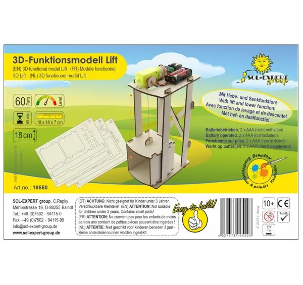 Bausatz "Motorbetriebener Fahrstuhl", mit Elektroantrieb, für Kinder und Entdecker