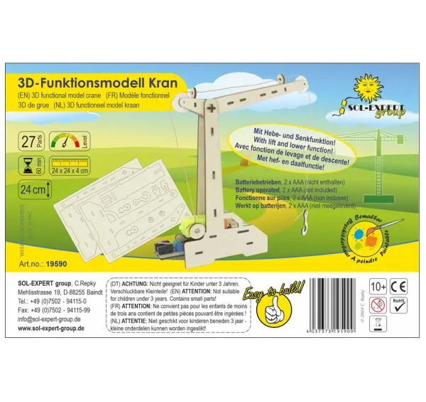 Bausatz "Motorbetriebener Kran", mit Elektroantrieb, für Kinder und Entdecker