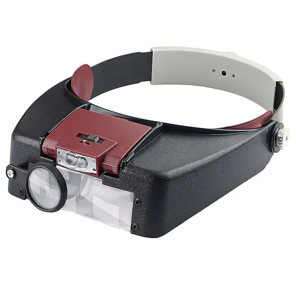 Loupe frontale avec 4 niveaux de grossissement et éclairage LED amovible