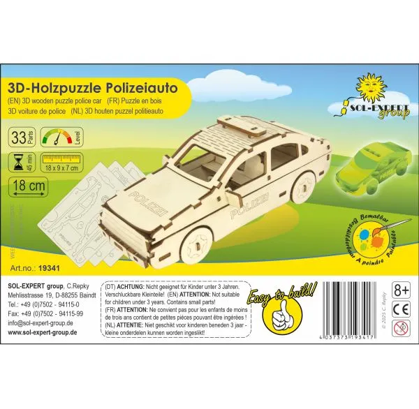 3D-Holzpuzzle Polizeilimousine Stufenheck