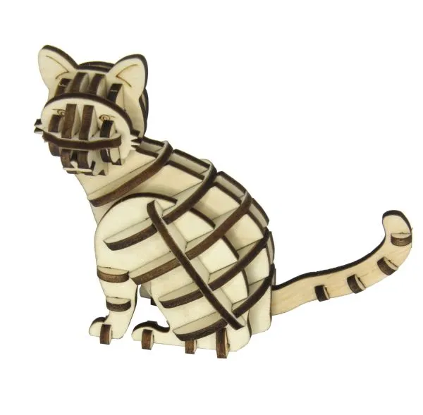 3D Holz Bausatz Katze, sitzend