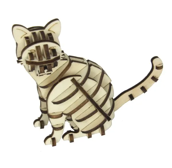 3D Holz Bausatz Katze, sitzend