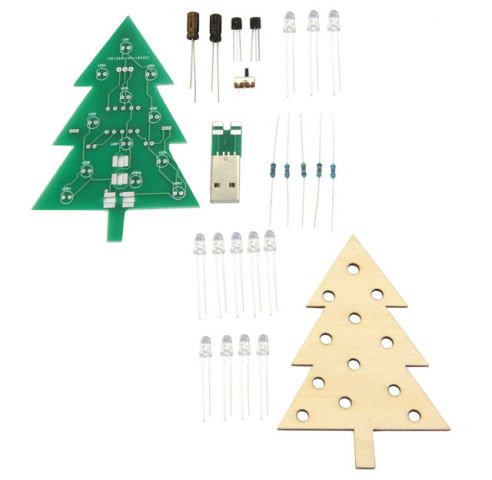Christmas tree with candle LEDs, solder kit