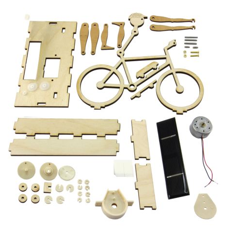Zonnefietser / e-biker, doe-het-zelf houten bouwpakket
