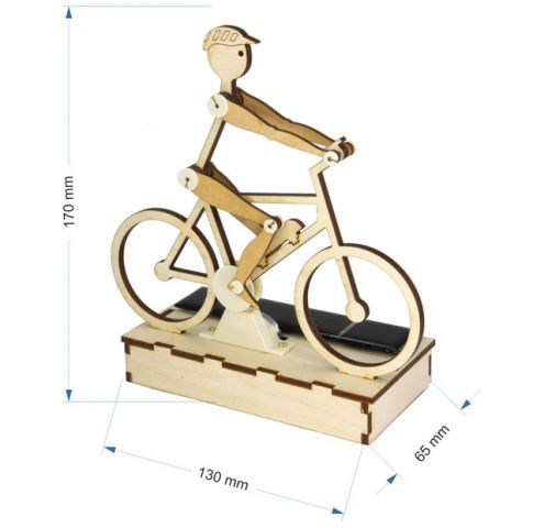 Zonnefietser / e-biker, doe-het-zelf houten bouwpakket