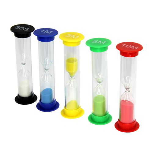 Sand timers set of 5, 90 x 25 mm