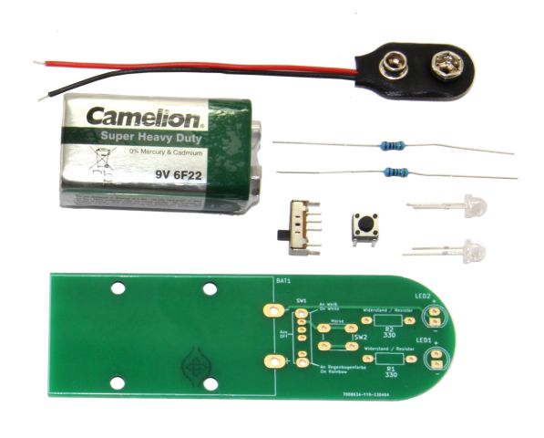 Lötbausatz Taschenlampe mit Morsefunktion und Disko-Licht, perfekt geeignet für Löt-Einsteiger