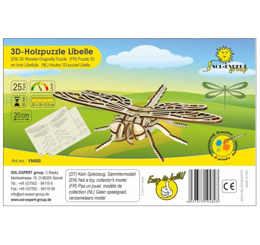 3D Holz Puzzle Libelle