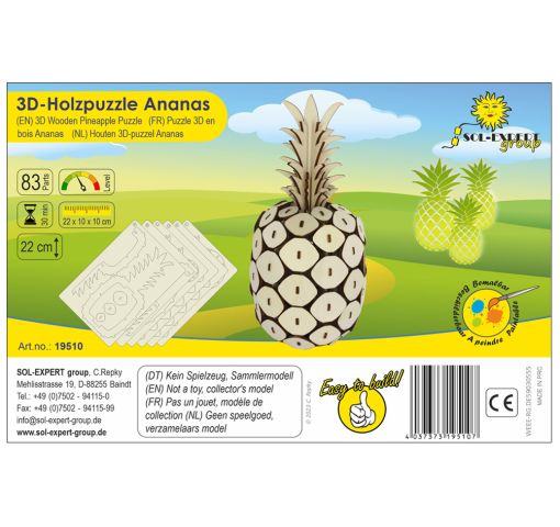 3D wooden puzzle pineapple deluxe