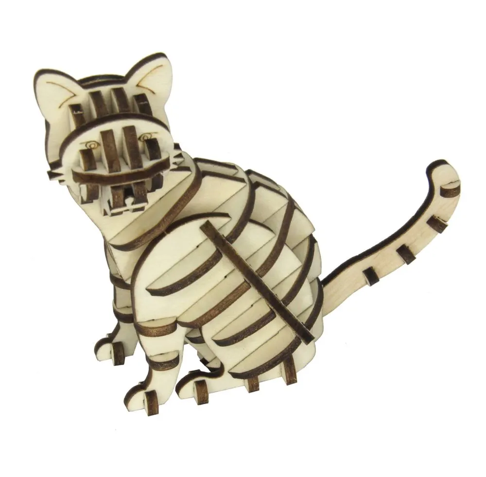 3D Holz Bausatz Katze, sitzend